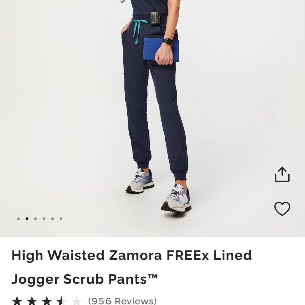 SET: FIGS FreeX Rafaela Scrub Top (M) and Zamora Bottoms (MP) — Navy